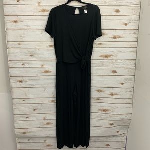 J Jill Black Faux Wrap Wide Leg Jumpsuit NWT